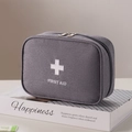 Dark grey portable first aid kit bag with white cross logo for outdoor travel medical storage - Medium / Gray