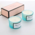 Handmade aromatherapy candle set in blue glass jars with elegant pink gift packaging box - Sky Blue - Blue Bell