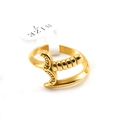 Size 7 golden 18k gold plated stainless steel ring with unique dagger sword design - US 7 / Gold