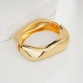 Polished gold geometric rectangle bangle with hinge closure on a white background - Bold Geometric Mirror Bangle (SL264) / Gold