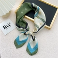 Elegant emerald and white silk scarf featuring classic chain belt print for women - 17 Belt Sub-Green