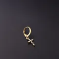 Chic gold hoop earring featuring a cross pendant with marquise-cut white zircons - Cross Style (336-2#)