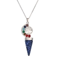 Collana Albero della Vita sette chakra con ciondolo a punta di cristallo blu - Lapislazzuli + Catena a O