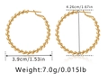 Detaillierte Größenmessung goldener gedrehter Creolen mit Maßen und Gewichtsangabe - Gedrehter Spiralring-Stil (KE1029) / 18K-Gold