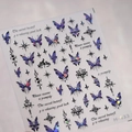 Frosted purple and blue butterfly nail art stickers with M-433 laser star design - Gradient Butterfly M-433