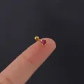 20G gold plated stainless steel stud earring with a single round red zircon stone - Gold Deep Red Zirconia (299-6#)