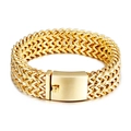Pulsera punk para hombre en acero inoxidable 304 dorado con cierre de caja ancho y robusto - 19cm / Dorado (KB56408-D)