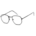 Retro small square sunglasses with slim black metal frames and hexagonal geometric design - Black Frame Clear Lens
