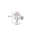 Orecchino a perno a cuore argento con zircone rosa e pietre bianche, altezza 0,81 cm - Candelabro Cuore (8#) / Argento