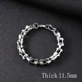 Classic silver 11.5mm stainless steel Cuban link chain bracelet with lobster clasp - 21cm / Silver/11.5mm Handmade Link Bracelet