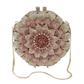 Abendtasche mit rosa-weißen Strasssteinen und goldener Kette in Sonnenblumenform - Gold Weiß Rosa Bunt