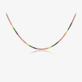 Rainbow tennis necklace with multi-color round zircons in a golden setting - 18K Gold Multicolor Stone Style (Necklace) / 18K Gold Necklace [Rainbow Stone]