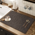 Dark gray linen-textured kitchen drying mat with waterproof anti-slip surface - Stable Brown / 30*40cm [Waterproof Thin Leather]