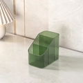 Deep green luxury acrylic storage box with vertical stripes and slanted opening - Transparent Green (3 Compartments)