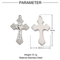 Detailed size parameter diagram of the silver stainless steel cross pendant - Silver Patterned Cross-VG514