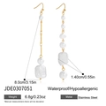 Dimensioni dettagliate di orecchini in acciaio oro 18K con perle d'acqua dolce naturali - Stile Catena Lunga di Perle (JDE0307051)