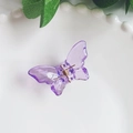 Translucent purple butterfly hair claw clip with golden metal spring for women - 4.5CM / Purple
