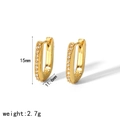 Moderne 18k vergulde roestvrijstalen U-vormige oorbellen met witte zirkoonstenen - 18K goud / Goud Witte Zirkonia (TE6482-G)
