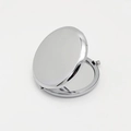 Portable silver metallic compact mirror with a sleek circular folding design - Double Arc / Silver