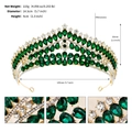 Corona de novia de lujo en aleación dorada con gemas esmeralda y brillantes de cristal - Estilo Verde (TS-J3256GGREEN)