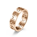 Anillo de titanio en oro rosa minimalista con runas vikingas huecas y acabado pulido espejo - Talla 6 / Oro rosa