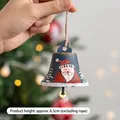 Blue Christmas bell ornament with Santa Claus pattern, 6.5cm height hanging decoration - Blue Santa Bell