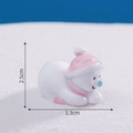 Miniature resin bear figurine for micro landscape with cute pink scarf and blue nose - No.5 Making Snowball Snowman / Pink Hat