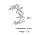Detail view of silver starfish open bangle showing dimensions and metallic texture - Steel