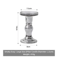 Large smoke grey glass candlestick holder with gold rim and 14cm height Roman pillar design - Smoke Gray Large