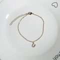 Adjustable 18K gold plated letter U bracelet with sparkling white zircon stones - Letter U