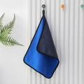 Double-sided blue and grey microfiber car towel with thick coral velvet and hanging loop - 25*25cm (400gsm) / Blue