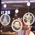 3D acrylic LED Christmas window light with Santa, bell and tree shapes, warm white glow - Christmas Star Ring 3-Piece Set / Battery Included