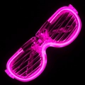 Detailed view of pink LED shutter glasses with glowing wires on black background - Shutter Pink