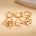 Set de 6 anillos dorados geométricos irregulares con textura orgánica moderna de lava - Dorado (Juego de 5 piezas)