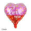 Pink and red heart-shaped 17-inch foil balloon with yellow polka dots and I Love You text - 18 Inch Multi-Heart Pattern