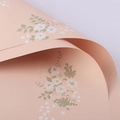 Waterproof vintage peach floral wrapping paper with delicate white flowers and green leaves - Mountain Flowers / Mustard Yellow