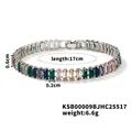 Rainbow rectangle zircon bracelet in gun-black finish with 17cm chain length - 17cm / Silver/AB Zirconia