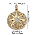 Macro view of gold copper starburst pendant with dimensions 20mm height and 15mm width - CX152-02 (Gold Large Zircon Octagonal Star Pendant)