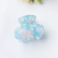 3cm small hair claw clip featuring elegant blue and white marble pattern design - Frost Blue