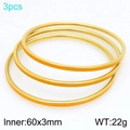 3pcs set of golden stainless steel 3mm stackable round bangles with yellow enamel - Orange & Gold