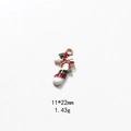 Macro detail of Christmas candy cane pendant with red bow and rhinestone, 11x22mm size - No.16 Rhinestone Candy Cane