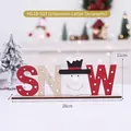 Letrero de madera SNOW con diseño de muñeco de nieve y luces LED para decoración natal - SNOW-Muñeco de Nieve / Rojo/Blanco/Madera Natural