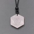 Rose Quartz Hexagram Star Pendant Necklace with Adjustable Black Cord Braided Rope - Rose Quartz