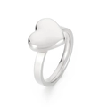 Elegant silver stainless steel heart ring with polished finish in minimalist style - Size 6 / Heart Ring (KR92348-Z) / Steel Color (Silver)