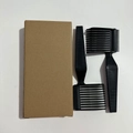 Set of two black professional barber fade combs with brown cardboard packaging box - Model A Black 2Pcs Kraft Box