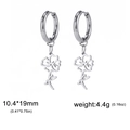 Silver hollow flower stainless steel earrings with circular hoops and petal charms - Steel Color Poppy