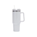 White 40oz stainless steel insulated tumbler with handle and reusable straw - Generation 40oz White / 40oz