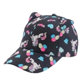 Dunkelblaue Kinder Baseballkappe mit bunten Einhorn-Mustern und niedlichen 3D-Katzenohren - Ohren Einhorn - Schwarz