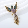 Broche de pájaro vintage con cristales morados y azules en rama dorada - Águila Azul Púrpura Vintage