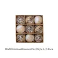 9-piece 8cm Christmas ball set with lace, burlap and pearls in vintage style gift box - Style A 9pcs / 8cm